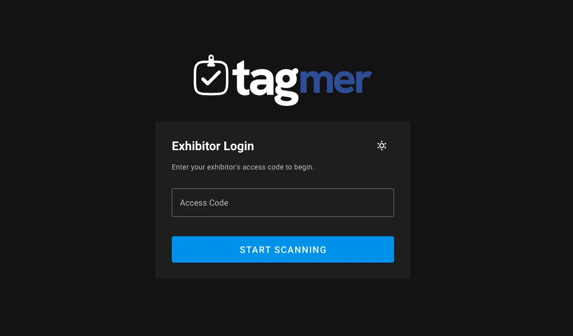 Lead scanner login screen